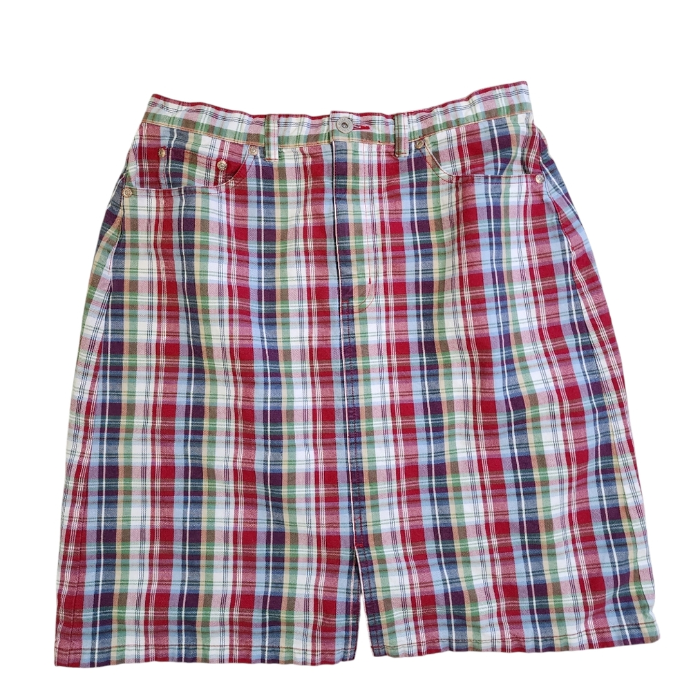 Womens Vintage Eddie Bauer Plaid Knee Length Skirt Size 12